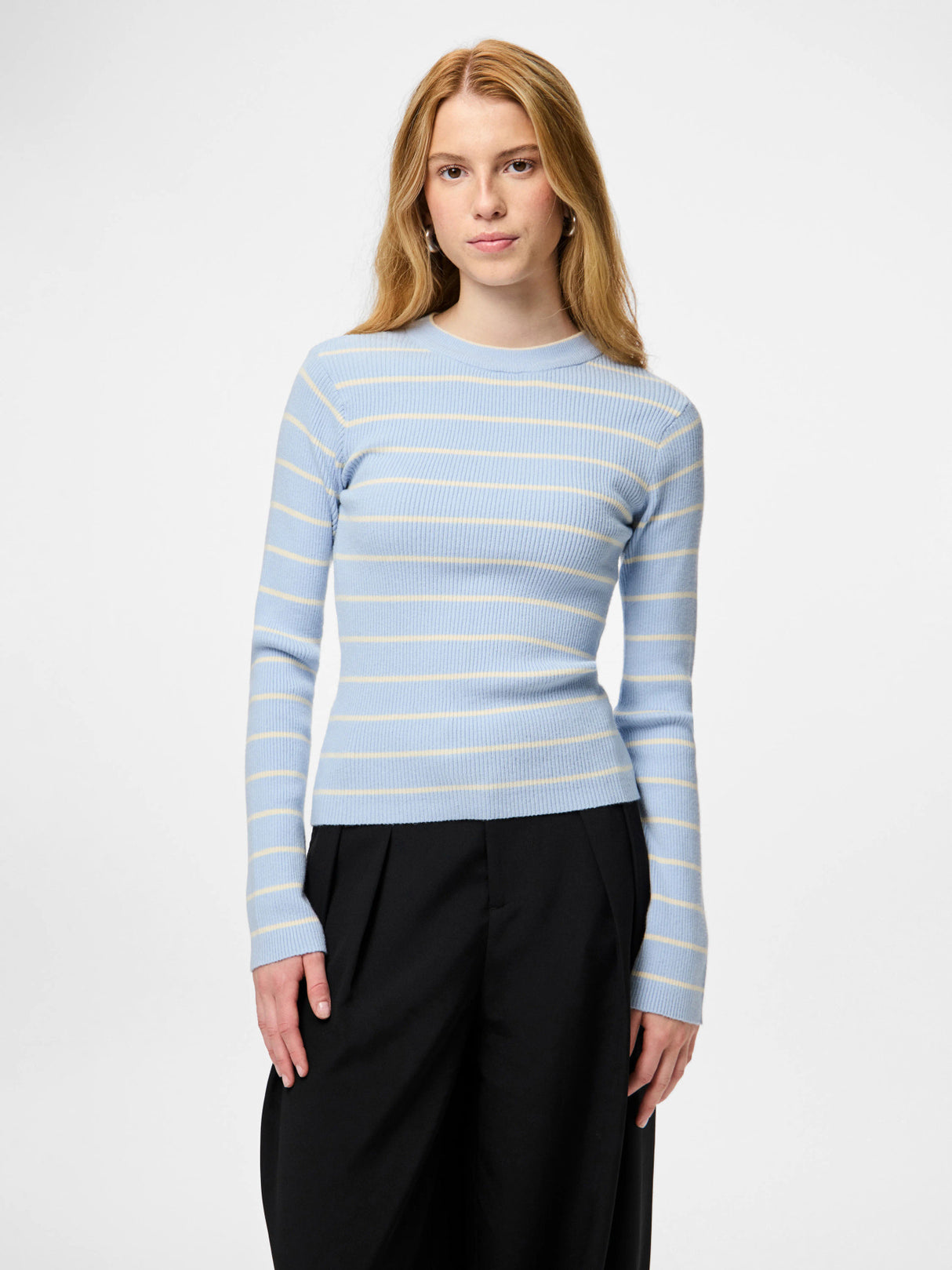 Cashmere Blue BIRCH NARROW Striktrøje fra PIECES - 17158955