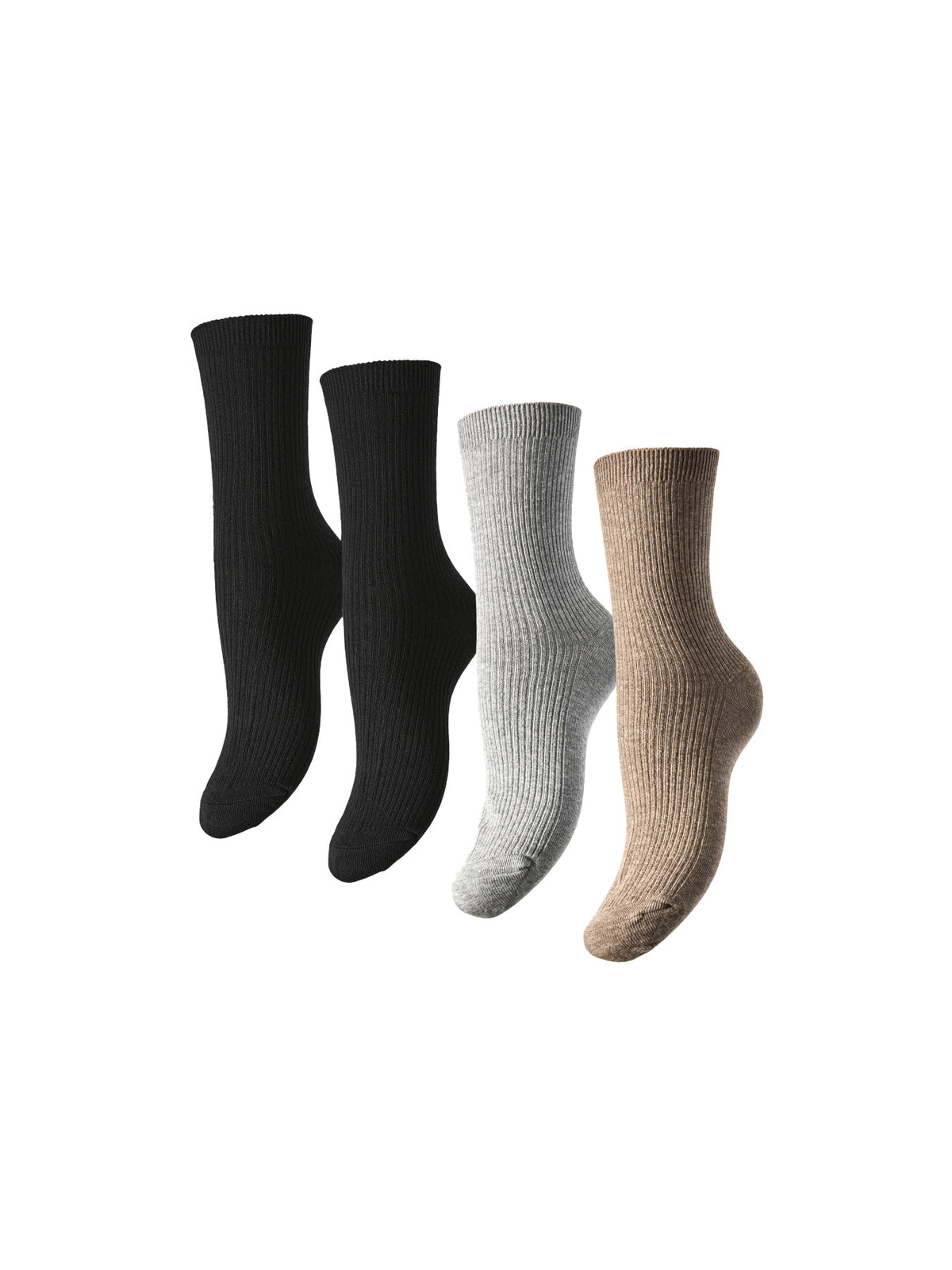 Black 4 pack black black lgm taupe Strømper fra PIECES - 17161655