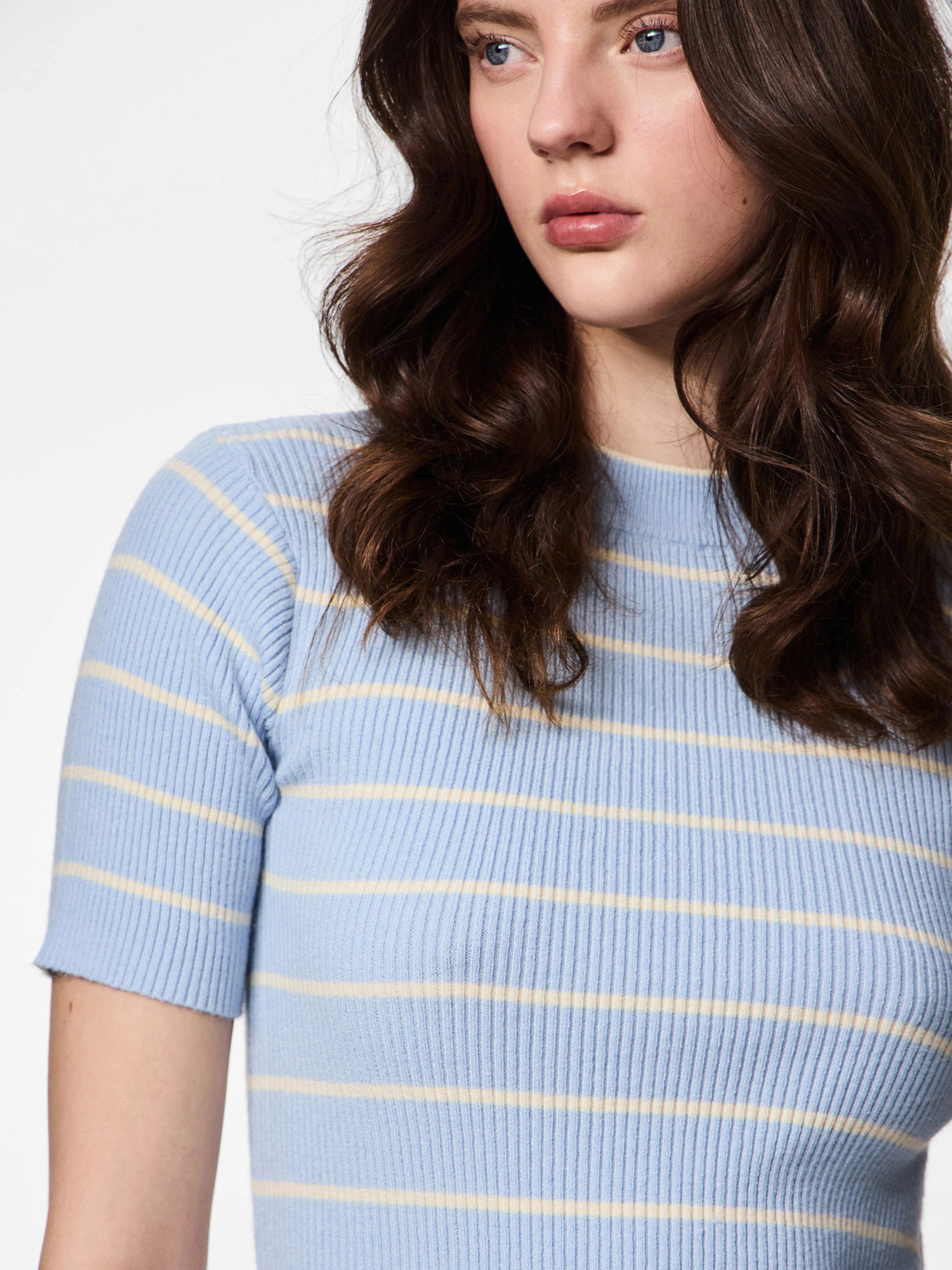 Cashmere Blue BIRCH NARROW Striktrøje fra PIECES - 17162085