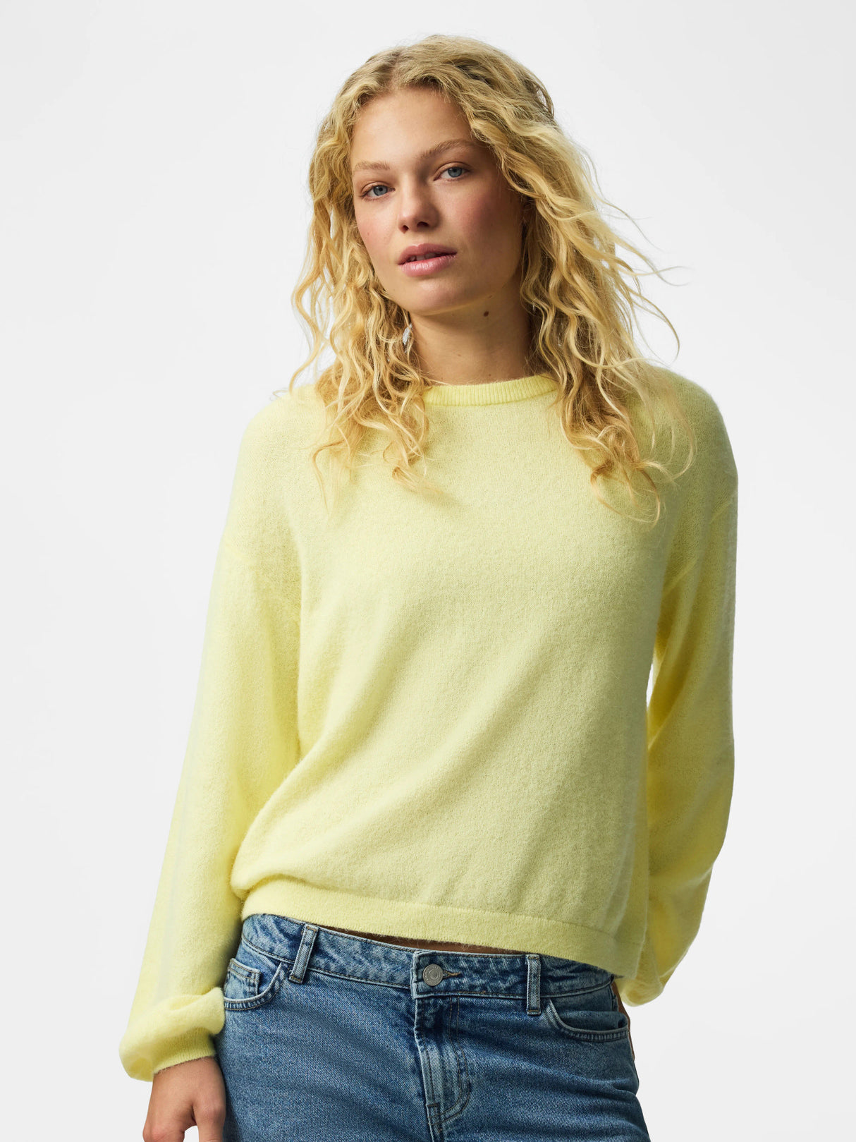 Gul MELANGE Striktrøje fra PIECES - 17162284