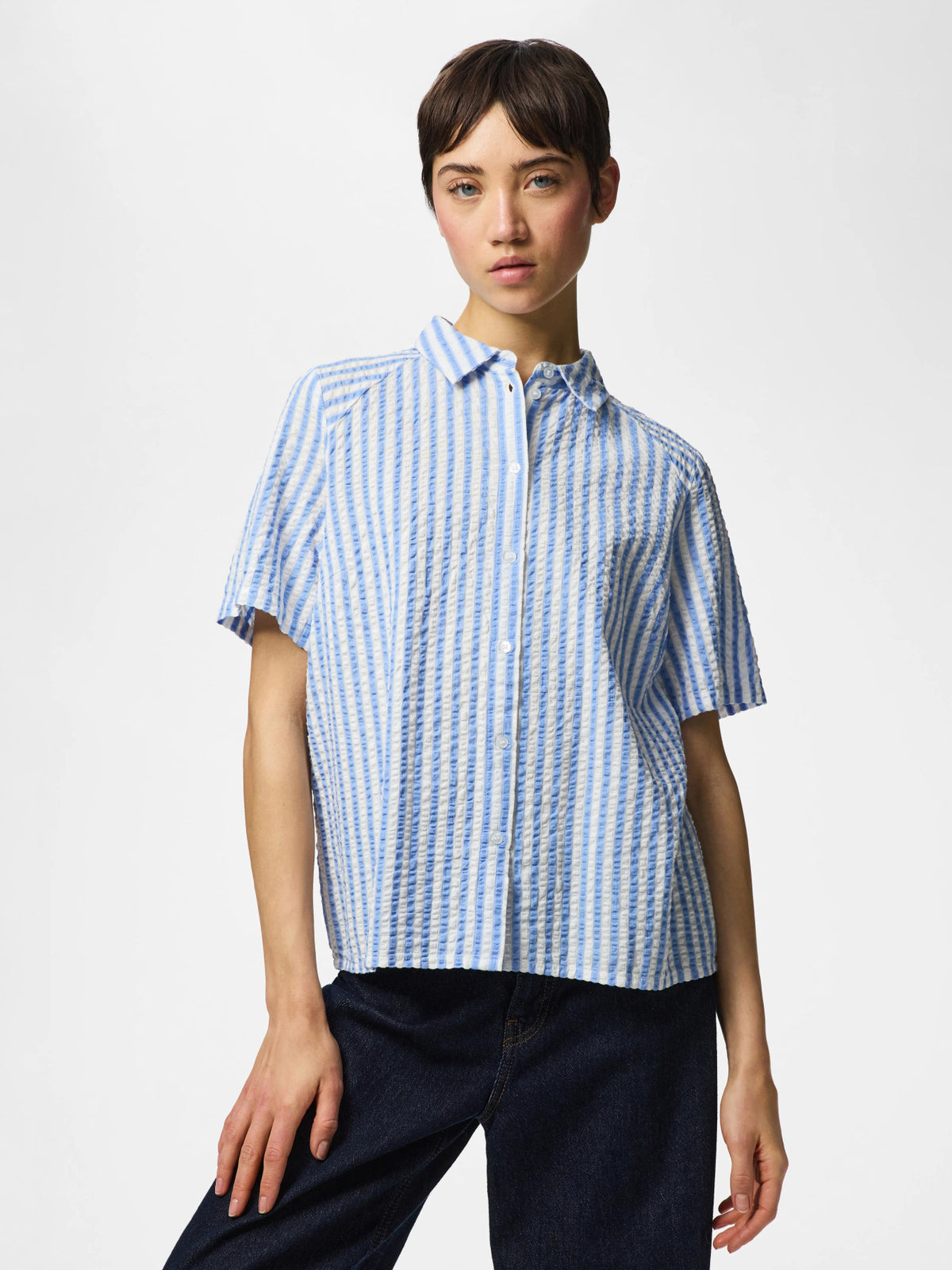 Hydrangea BRIGHT WHITE Bluse fra PIECES - 17162341