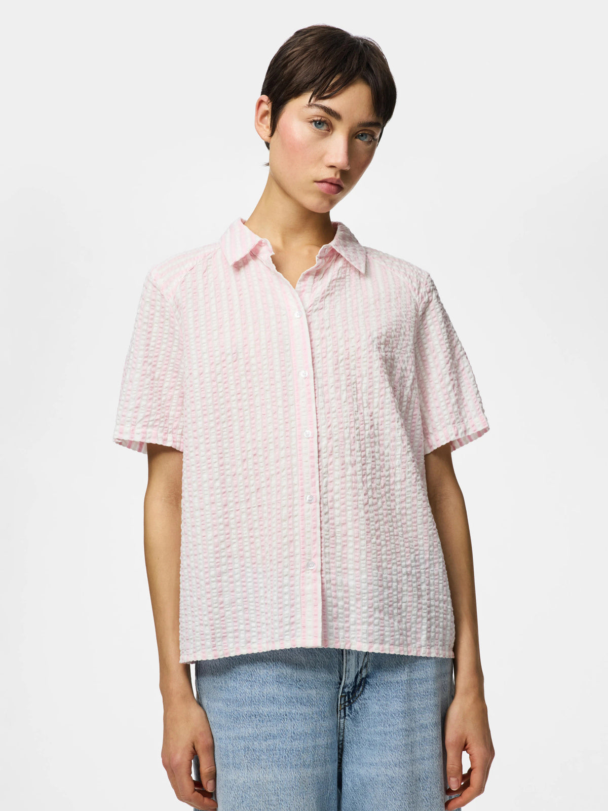 Roseate Spoonbill BRIGHT WHITE Bluse fra PIECES - 17162341