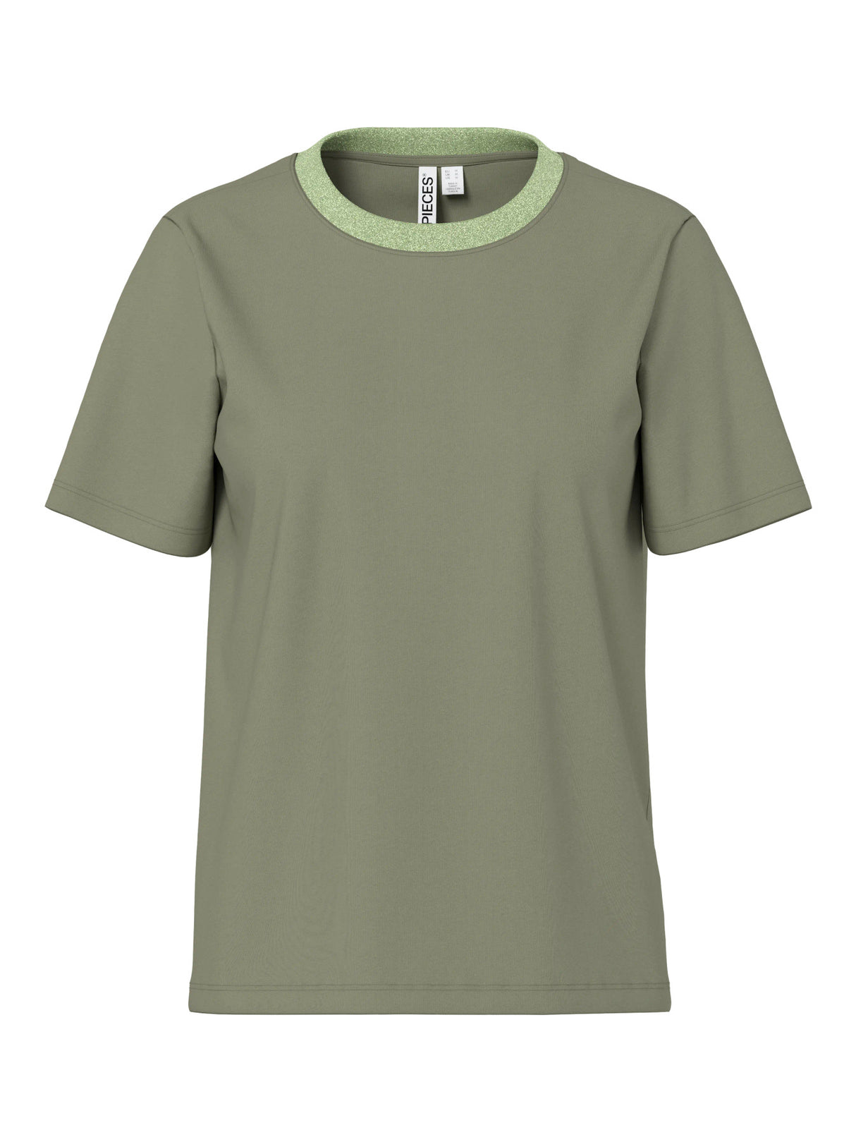 Deep Lichen Green LUREX RIB Bluse fra PIECES - 17164946