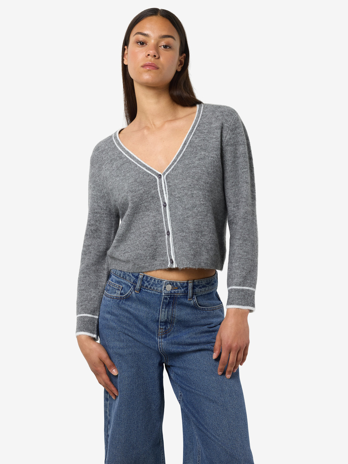 Medium Grey Melange Striktrøje fra Noisy May - 27035454