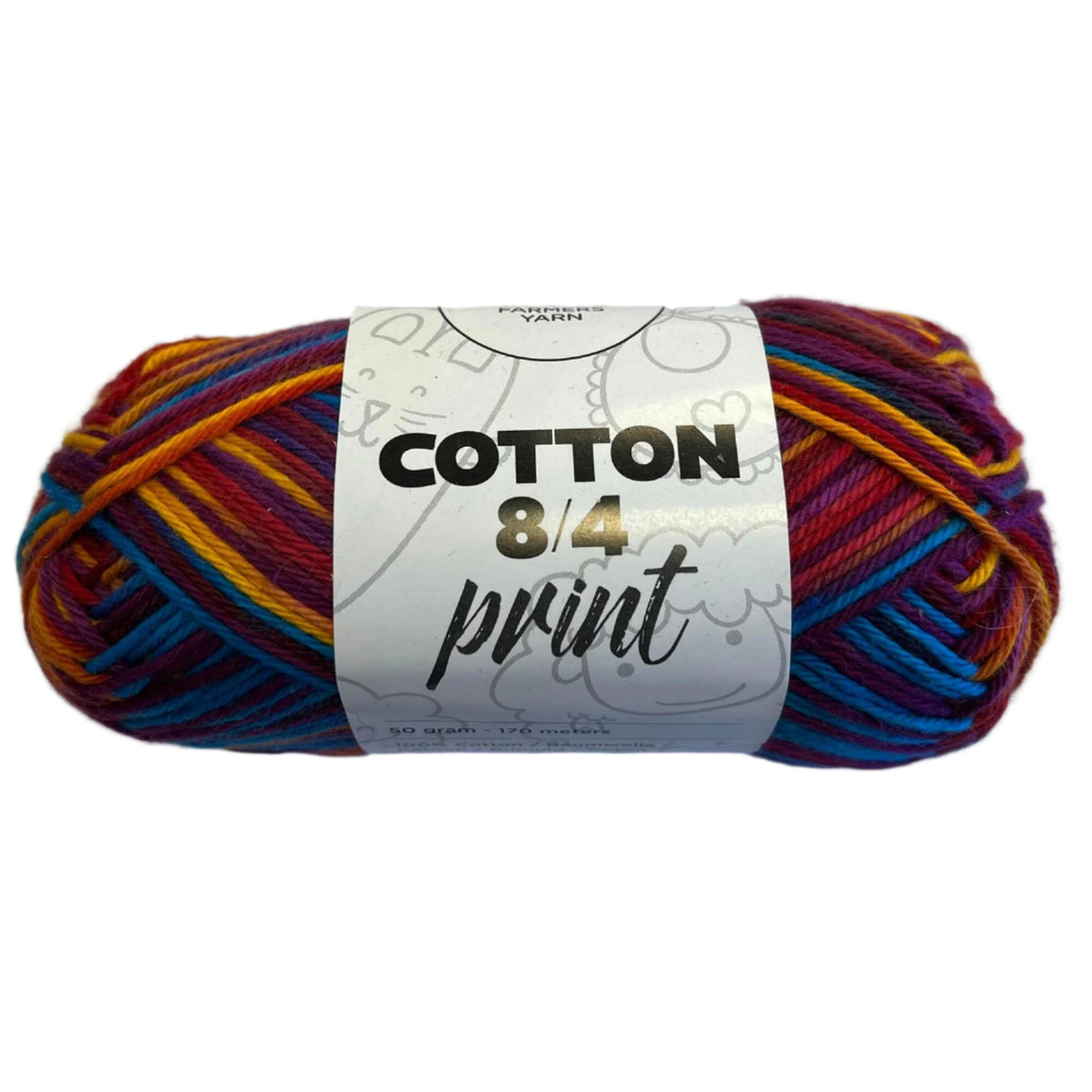 Bomuld garn Farmers Yarn print 8/4 50 g. fv. 17