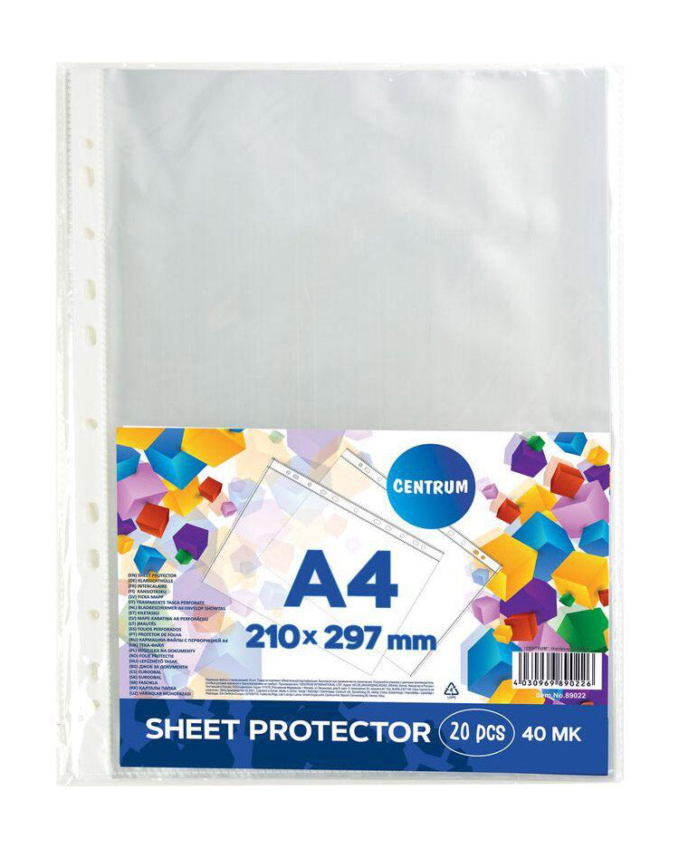 Plastic pockets A4 40 micron 20 pcs