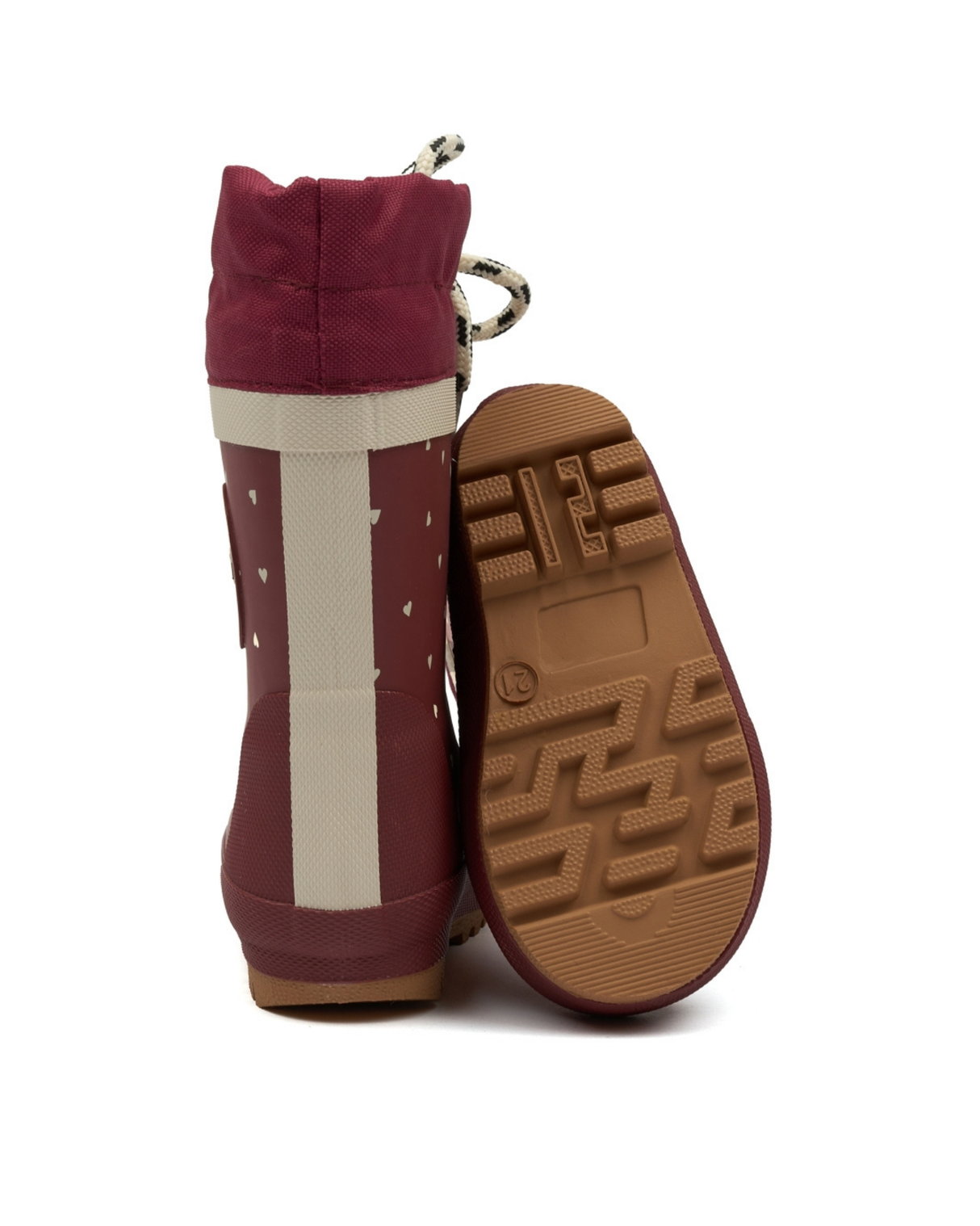 Rød - Heart - Pom Pom - Gummistøvle med for - PM1102