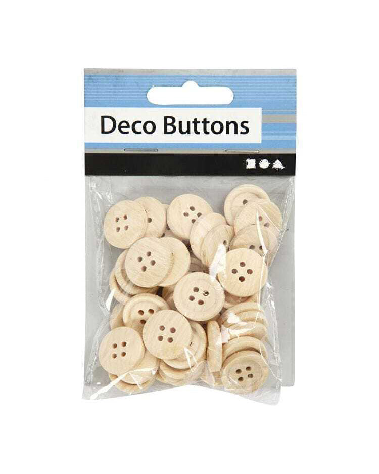 Wooden buttons Ø 18mm with 4 holes 40 pcs.