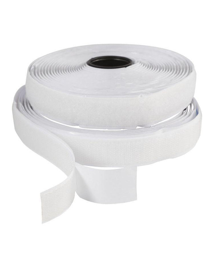 Hook and loop tape, width 20 mm - white per meter