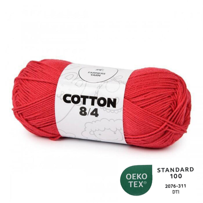 Cotton yarn Farmers Yarn color 78 Coral Red 8/4 50 g - OEKO TEX 100