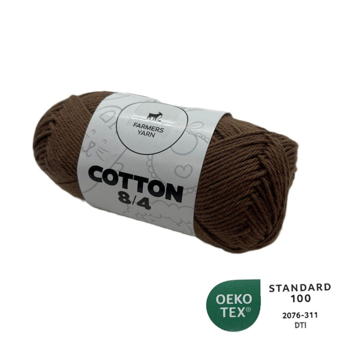 Bomuld garn Farmers Yarn fv. 84 Nøddebrun 8/4 50 g - OEKO TEX 100