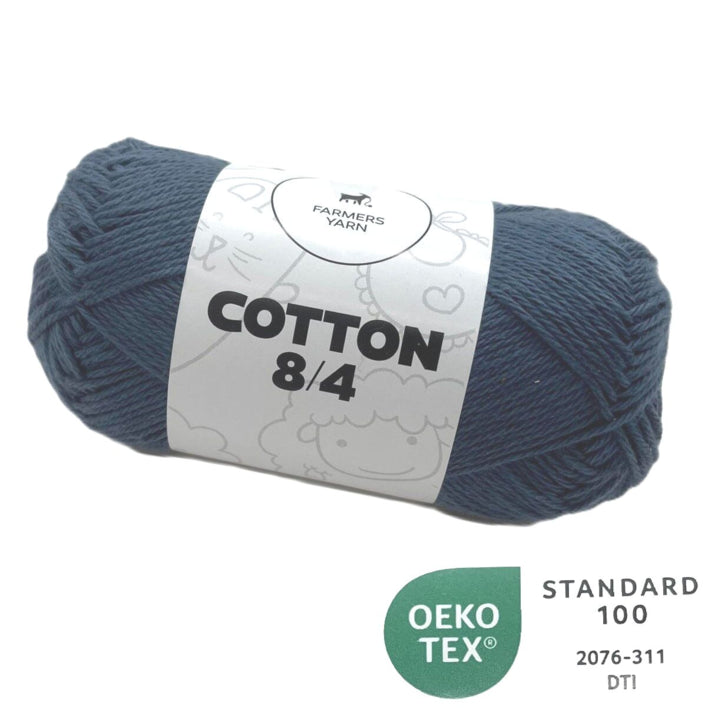 Bomuld garn Farmers Yarn fv. 88 Støvet mørk blå 8/4 50 g - OEKO TEX 100