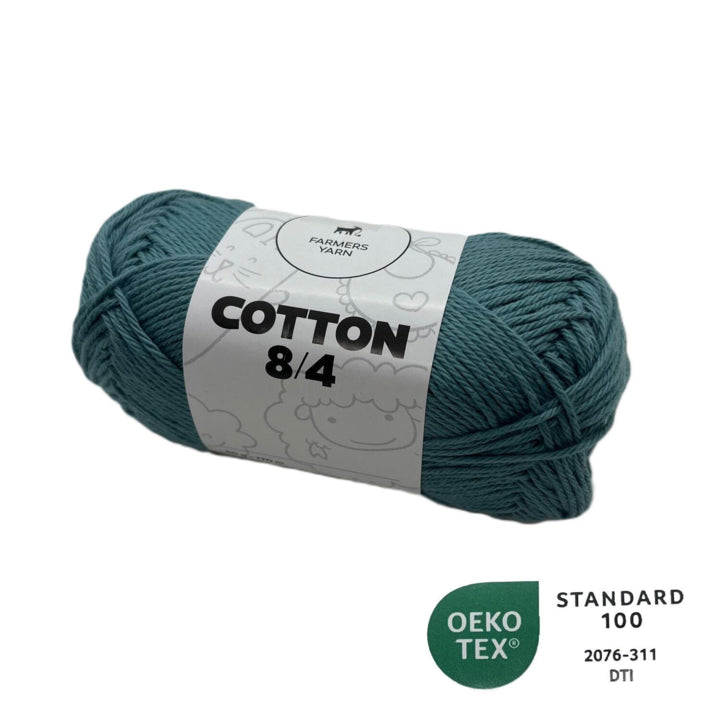 Bomuld garn Farmers Yarn fv. 90 Aqua grøn 8/4 50 g - OEKO TEX 100