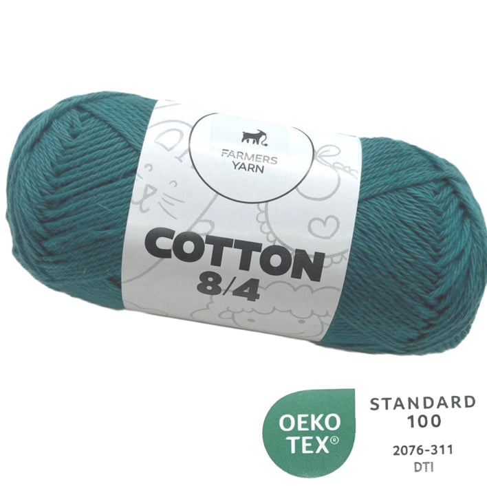 Bomuld garn Farmers Yarn fv. 92 Petroliums grøn 8/4 50 g - OEKO TEX 100