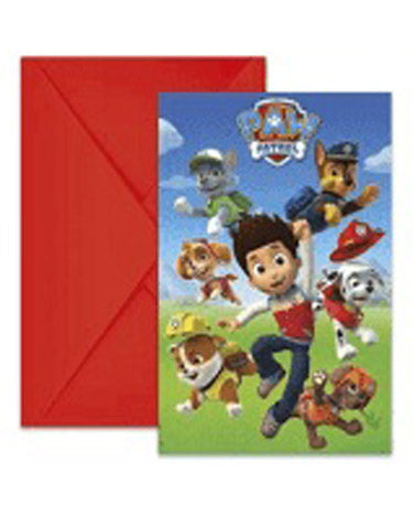 Paw Patrol indbydels med kuverter 6 stk.