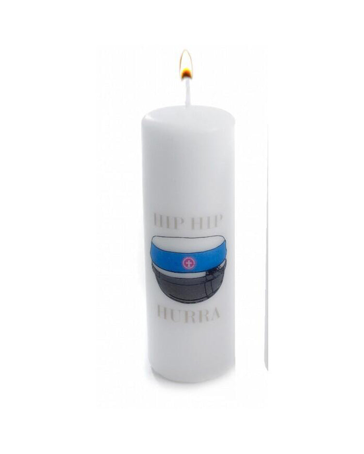 Students block candle 15cm blue