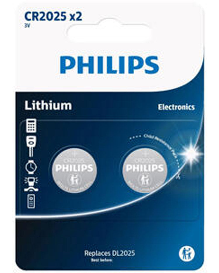 Battery CR2025 3V 2pcs - Philips