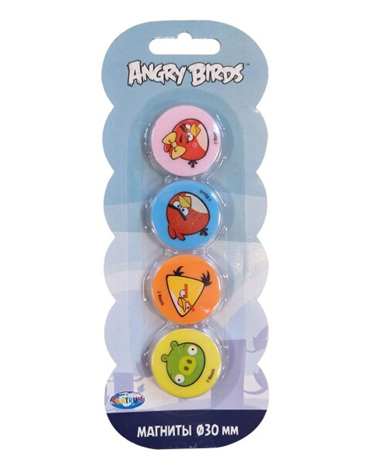 Magneter 4 stk ø30mm ANGRY BIRD