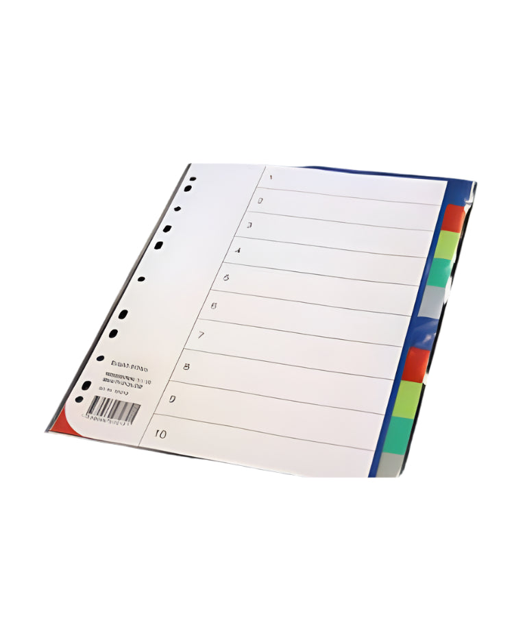 Faneblade A4 plast 10 faner 5 farver