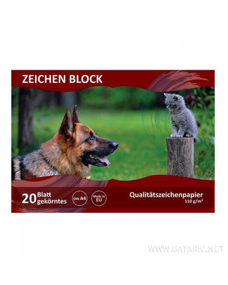 Akvarelblok A4 110g 20 ark - Hund & Kat