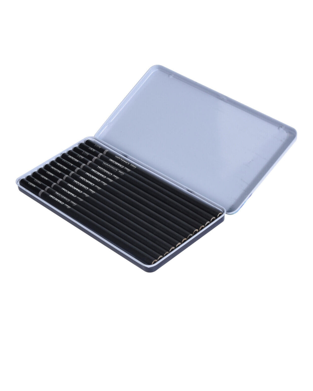 Charcoal blyanter 12 stk i metal æske