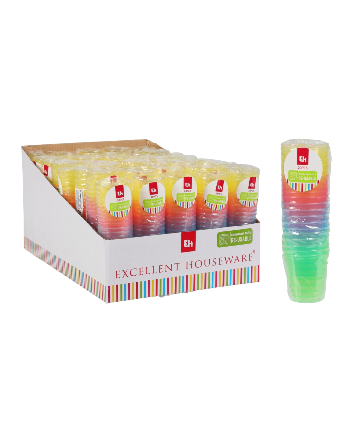 Shots glas genanvendelige 30ml 20 stk - farvede