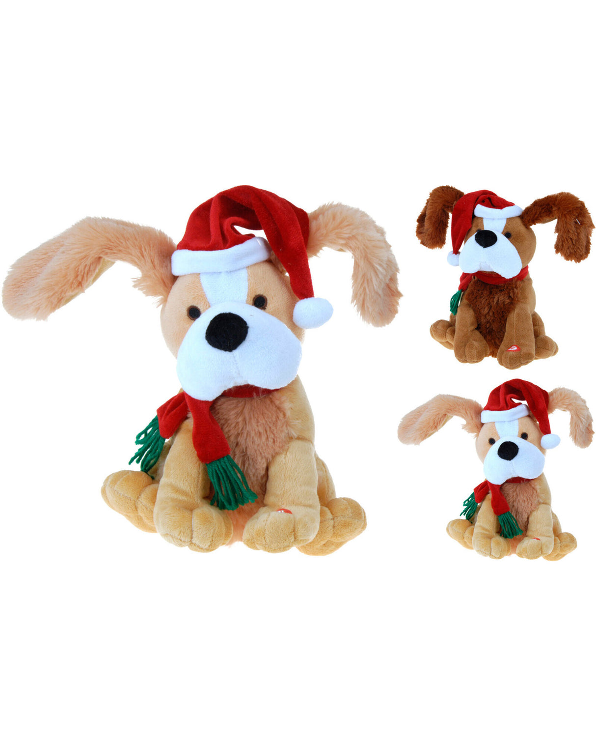 Hund med nissehue og tørklæde 25 cm