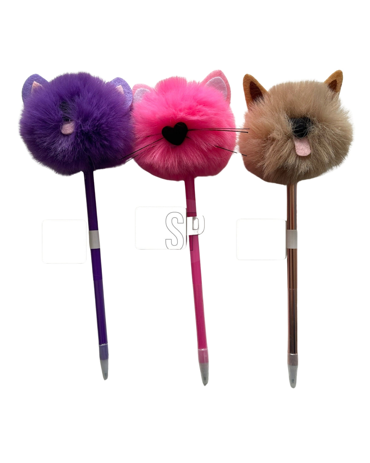 Kuglepen med pompom dyr 1stk 22cm