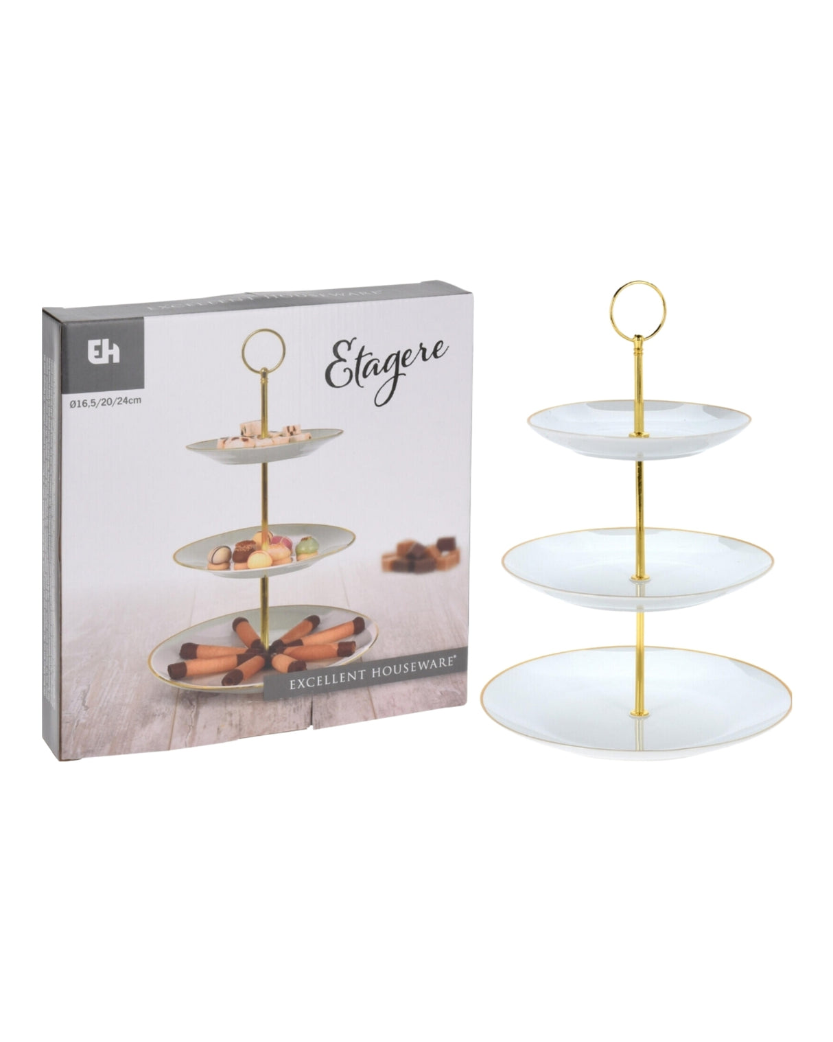 Opsats i porcelæn med 3 nivoer Ø16,5/20/24cm