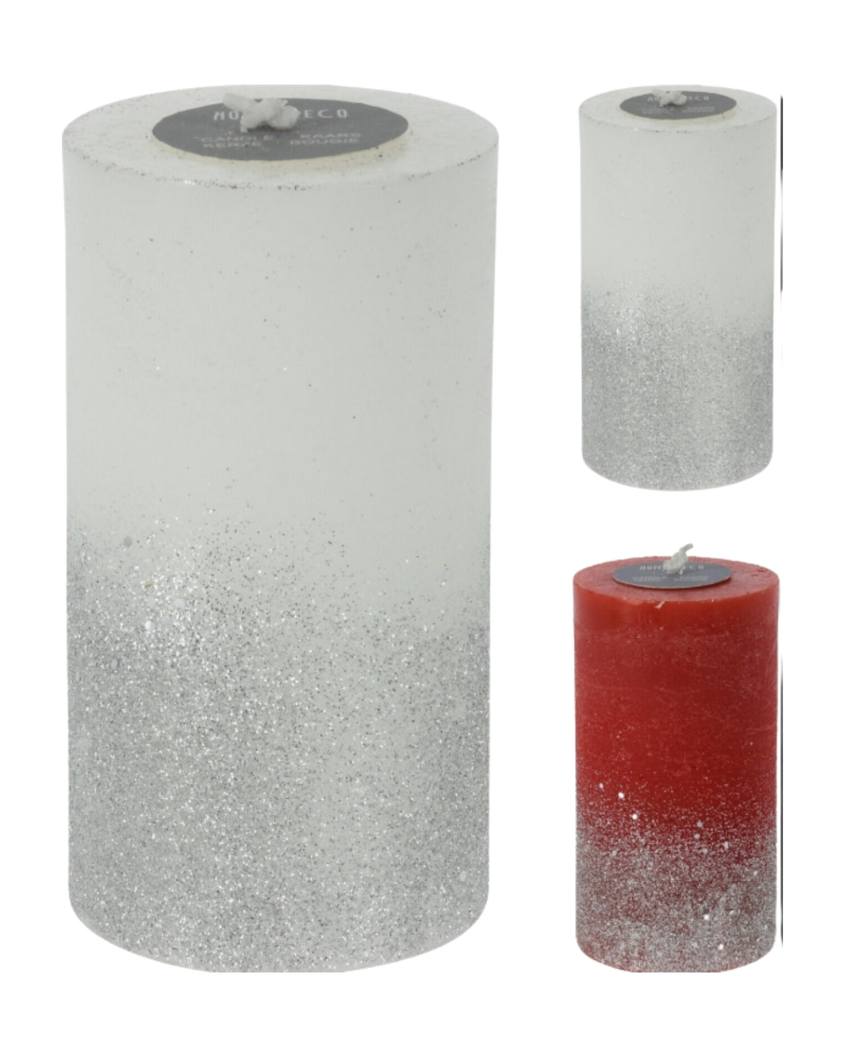 Block candle rustic 7x13cm with silver