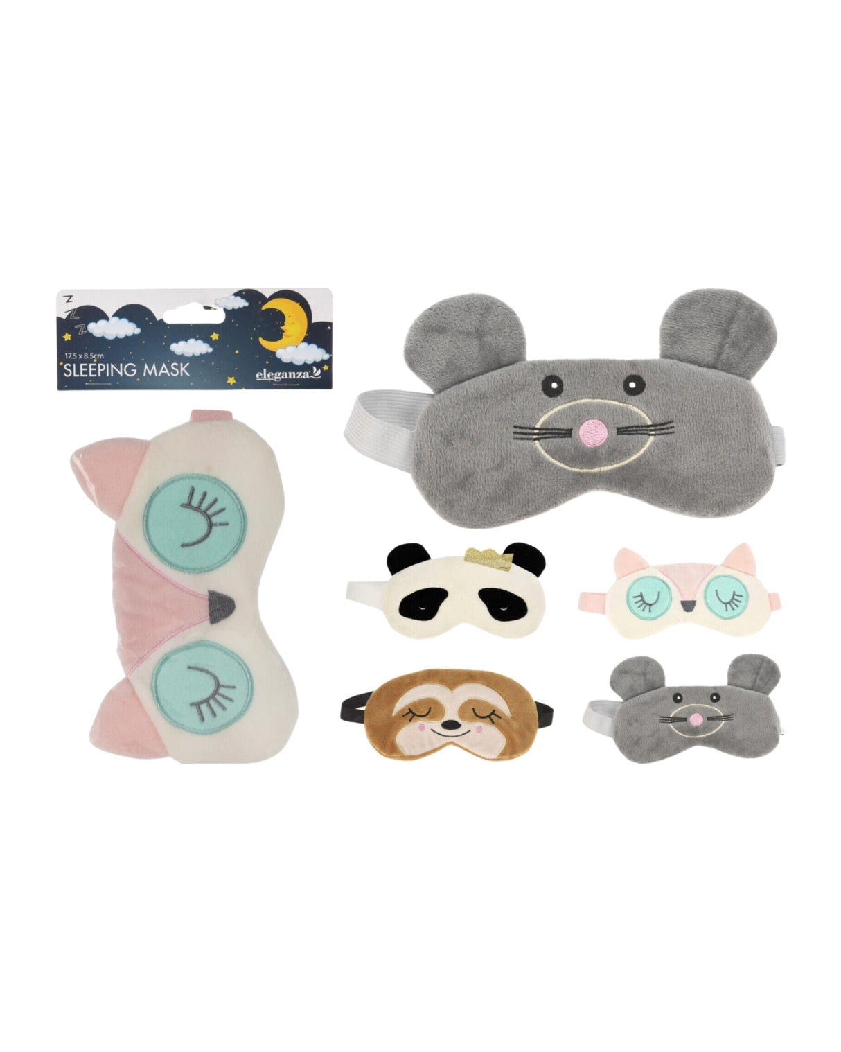 Sovemaske med dyr - 17,5x8,5cm