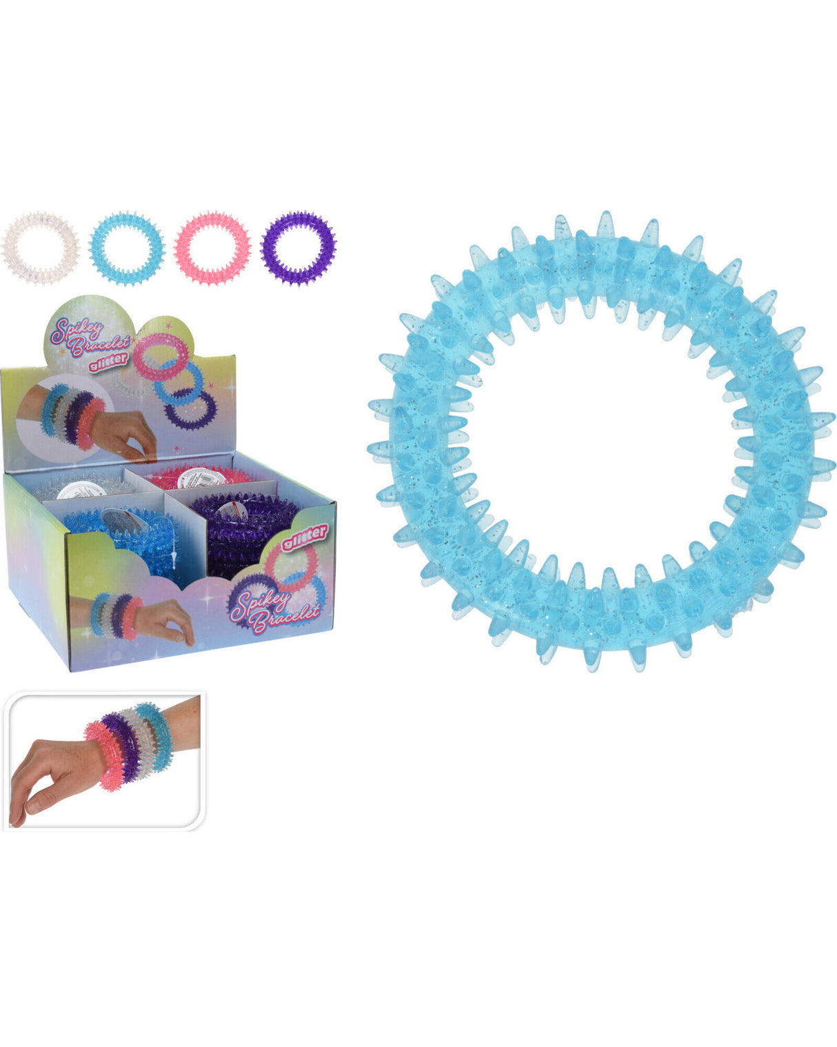 Armbånd med pigge og glitter 9cm 1stk