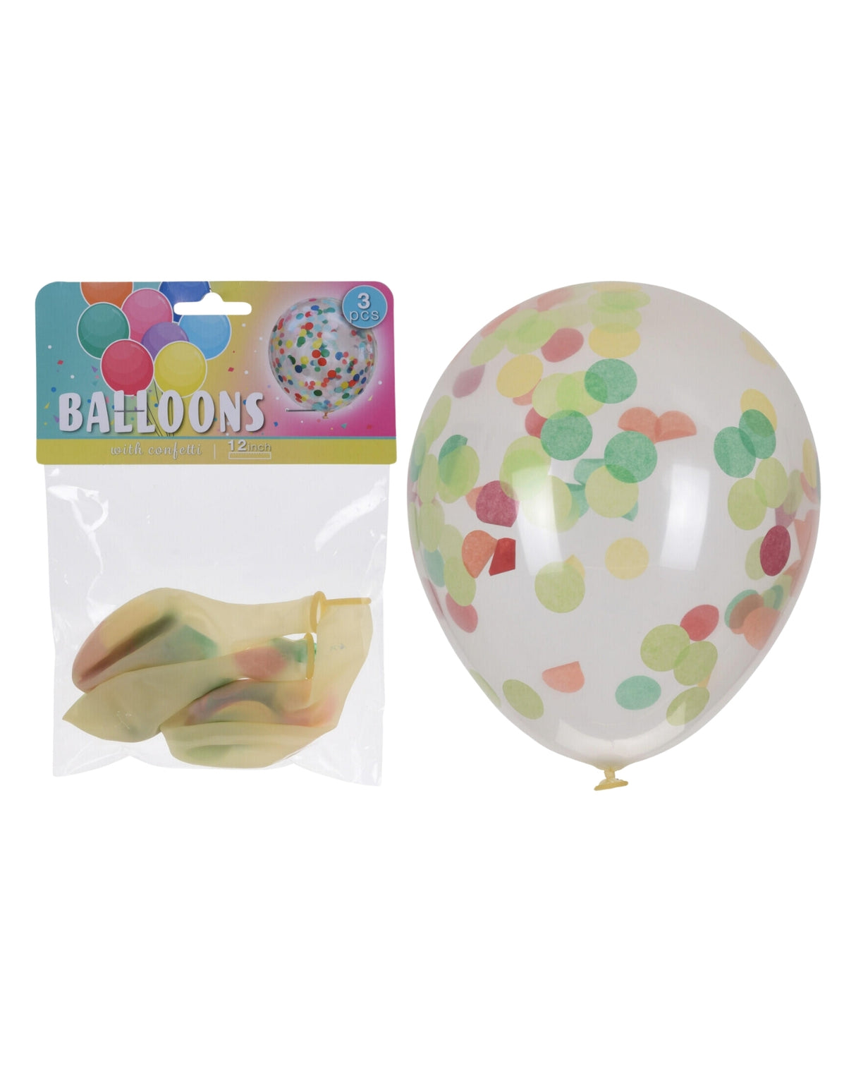 Balloner 3 stk med konfetti