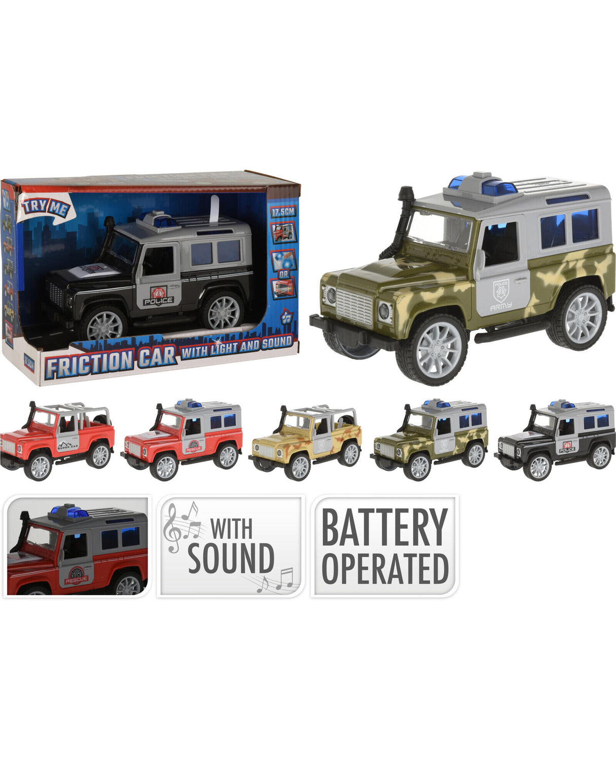 Bil 175mm med friktion og lyd