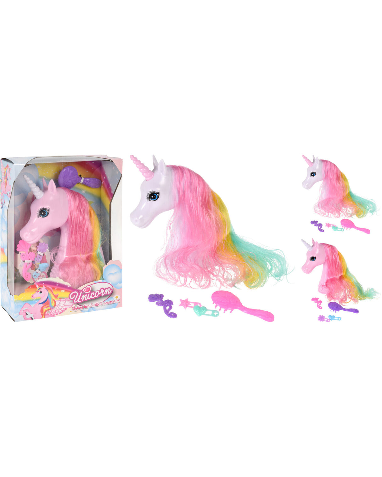 Enhjørning Frisør hoved 1 stk