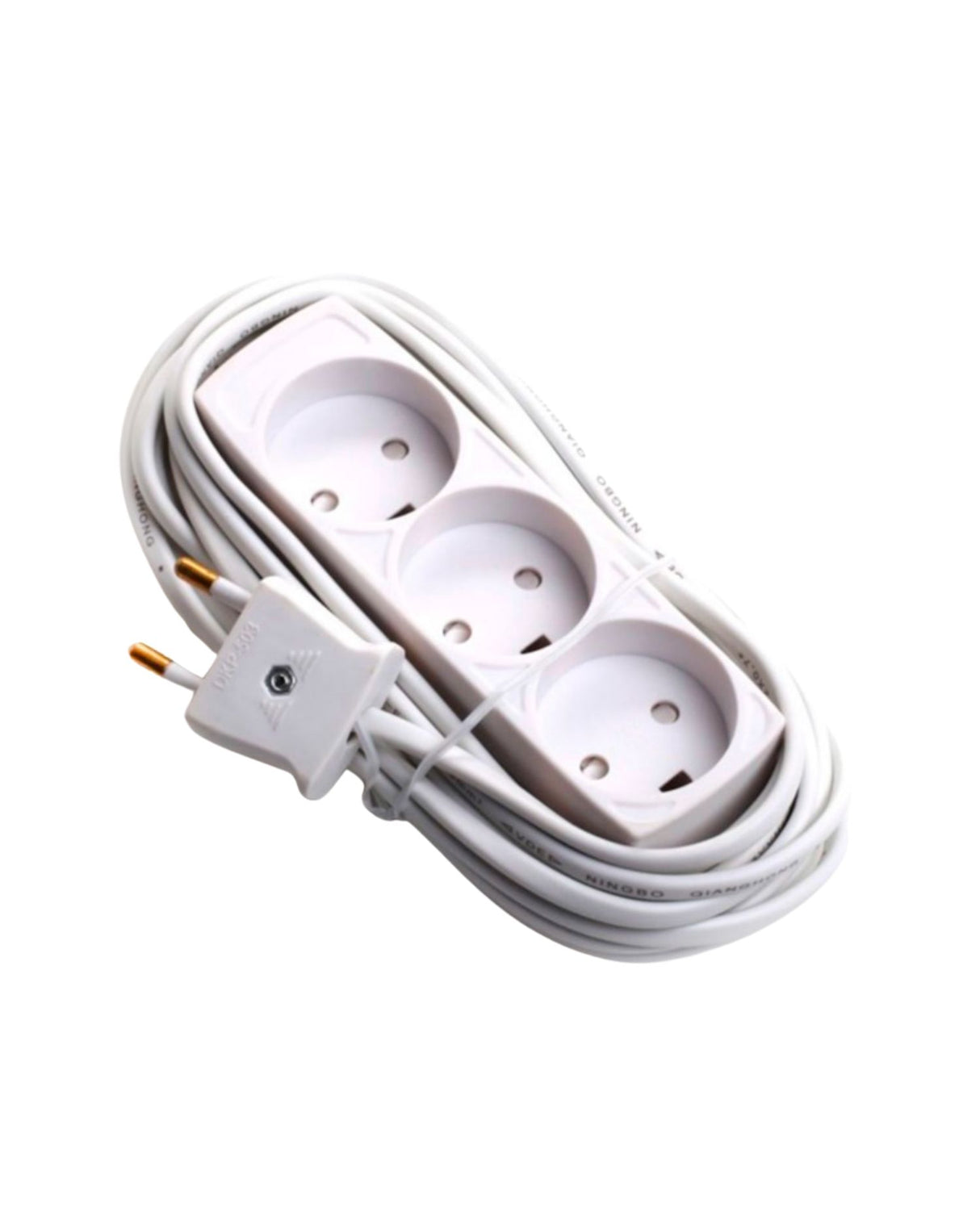 3-Stikdåse 3 runde med 5 meter ledning - Hvid