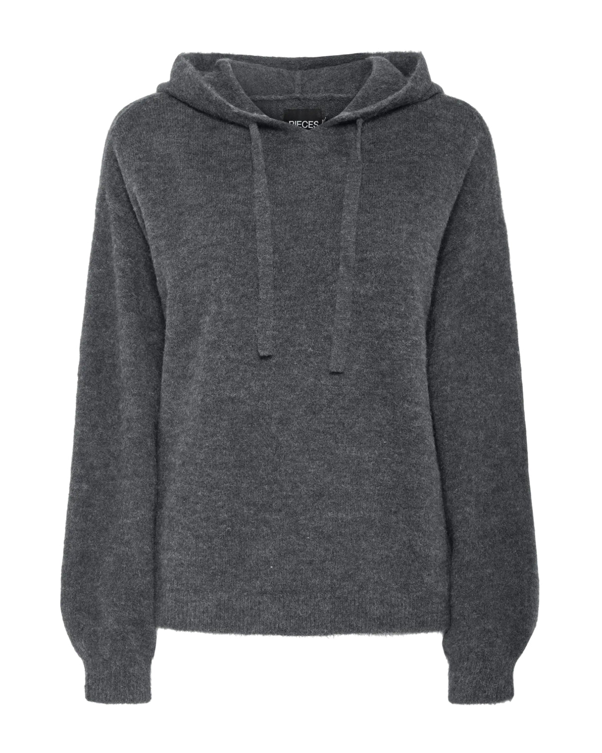 Grå - dark grey melange - Pieces - hoodie strik - 17154315