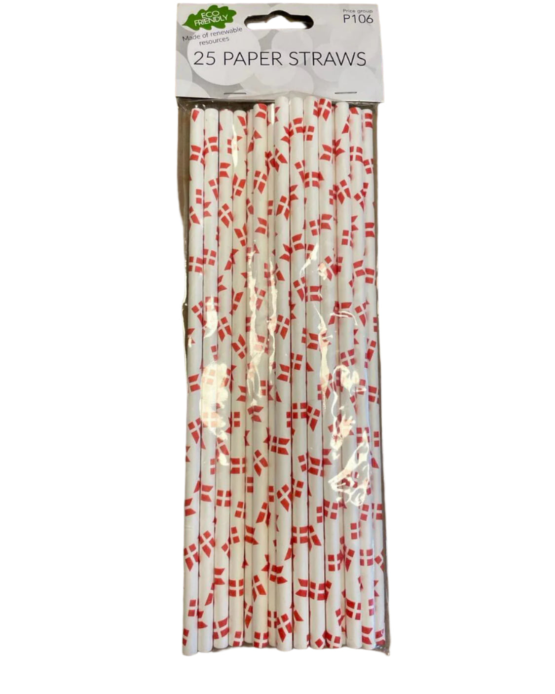 Sugerør i papir med flag 25 stk