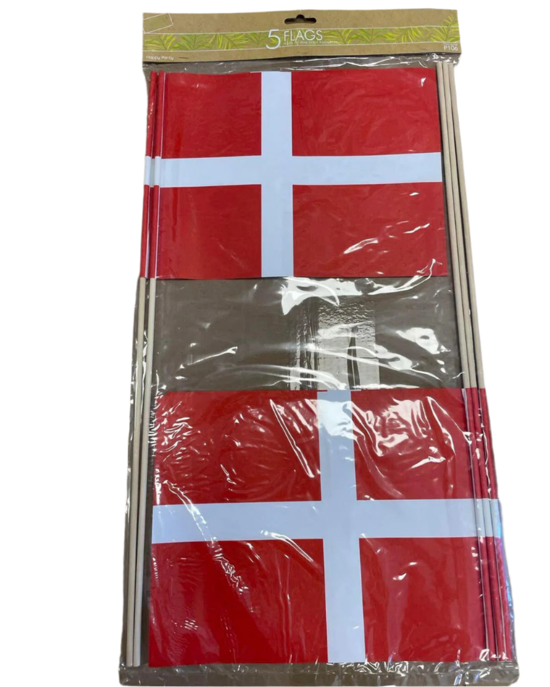 Flag på træ pind A4 5 stk