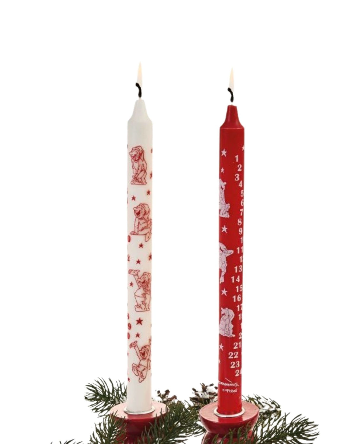 Calendar candle 22mm 30cm 1 pc - Bramming choose between red or white