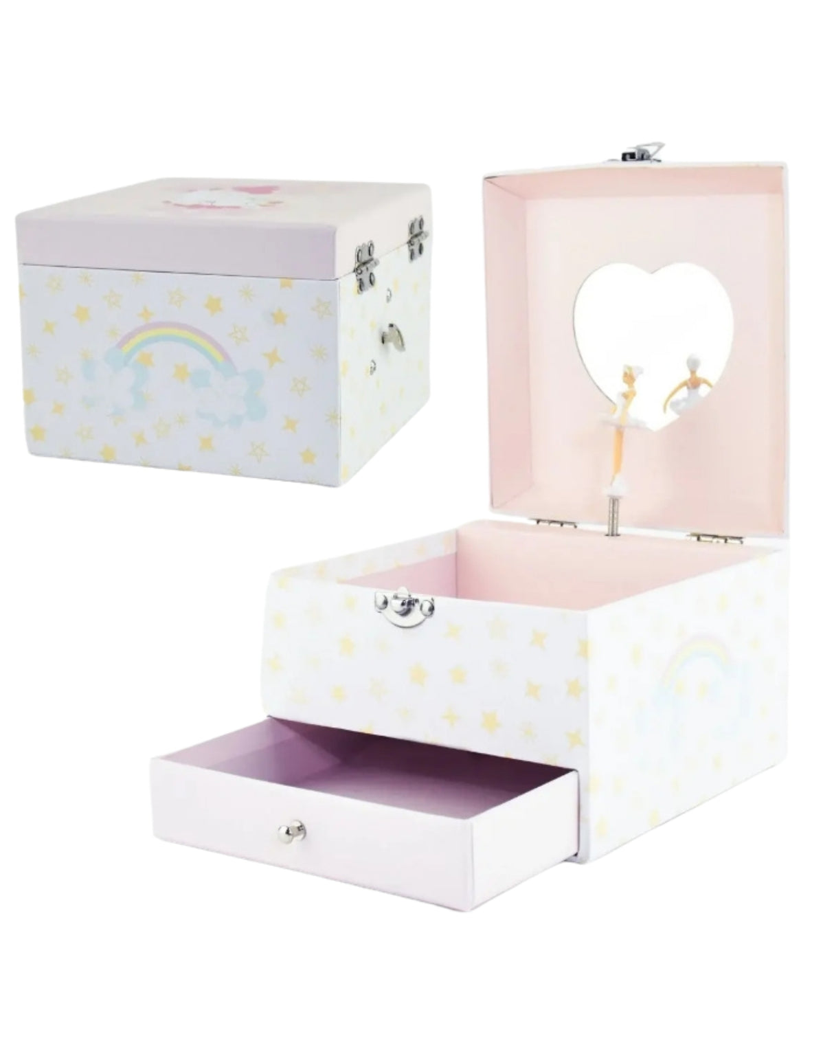 Smykkeskrin med musik og skuffe 15x15x11cm