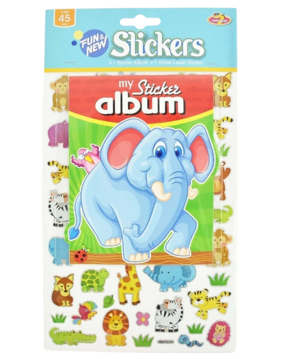 Stickers med album - Dyr 28x16cm