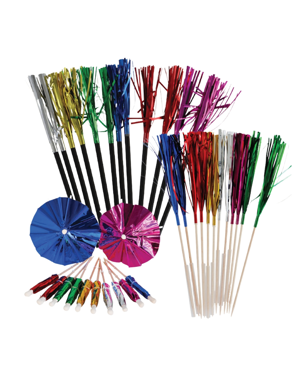 DRINKSPYNT- MULTIFARVET- PAPIR, TRÆ, FOLIE - 1 PAKKE