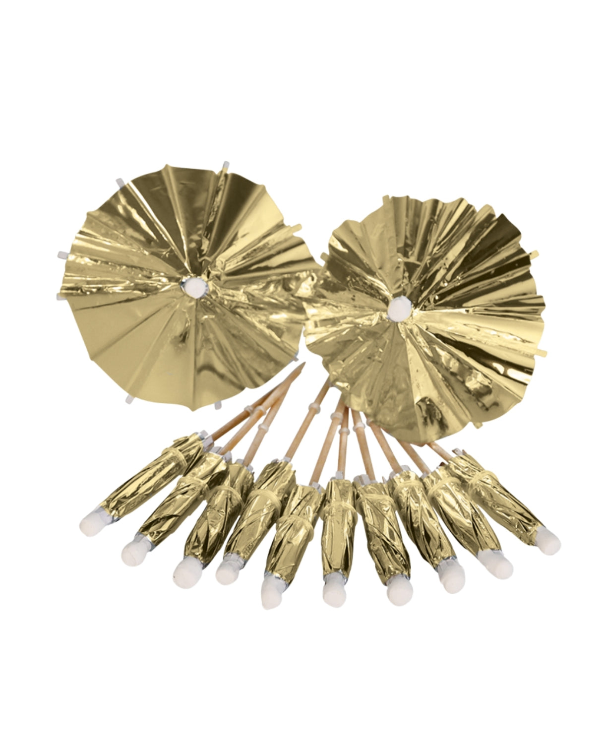Parasol 10 cm i guld 12 stk.