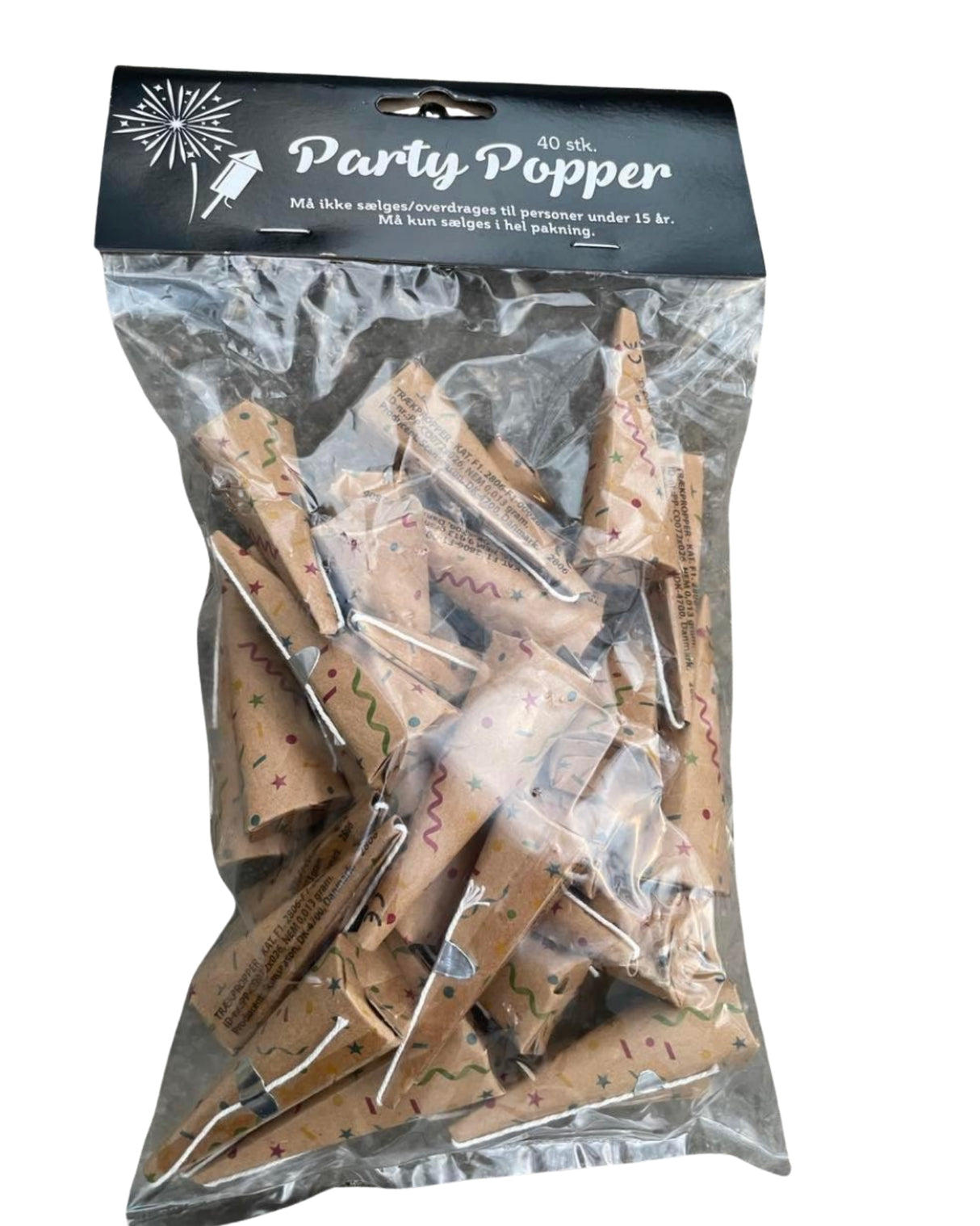 Pull stoppers cone 40 pcs paper colored-