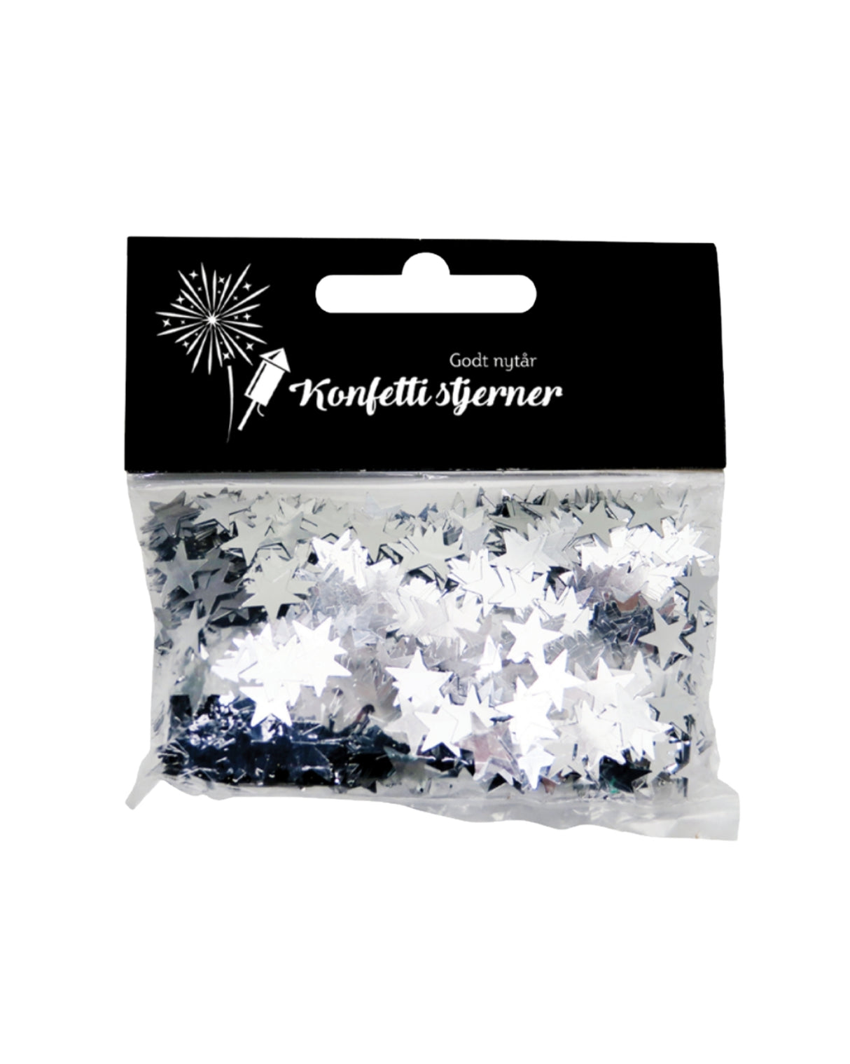 STRØPYNT, STJERNER - SØLV - 1 POSE