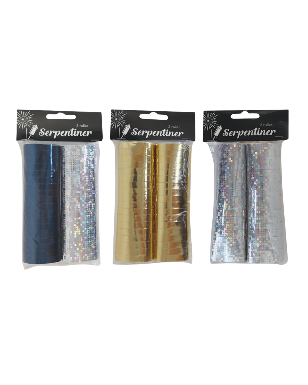SERPENTINES - BLUE, GOLD, SILVER - FOIL, PAPER - 2 PCS.