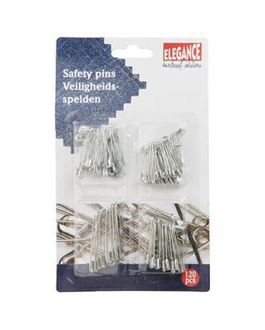 Safety pins 120 pieces in metal