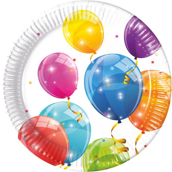 Plate with balloon 8 pcs Ø23cm