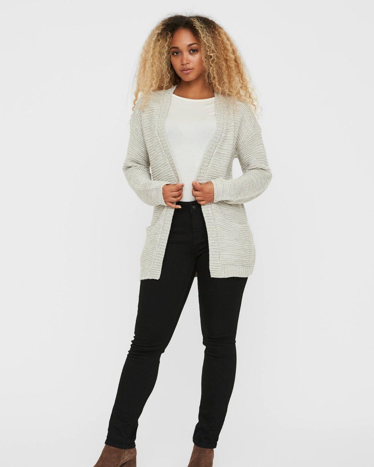 Grå - Light Grey Melange - Vero Moda - Cardigan - 10183605